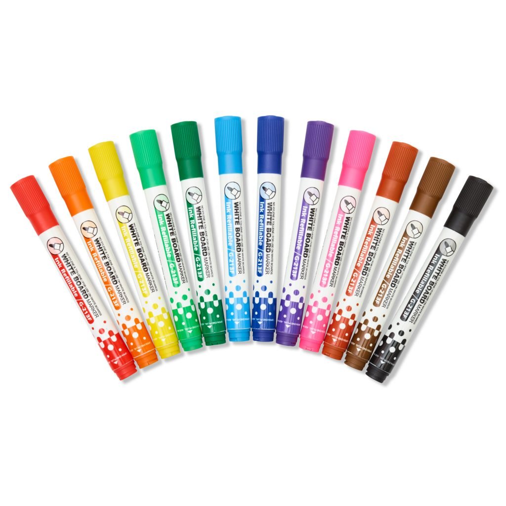 12 Coloured Whiteboard Markers Magnetic Innovations